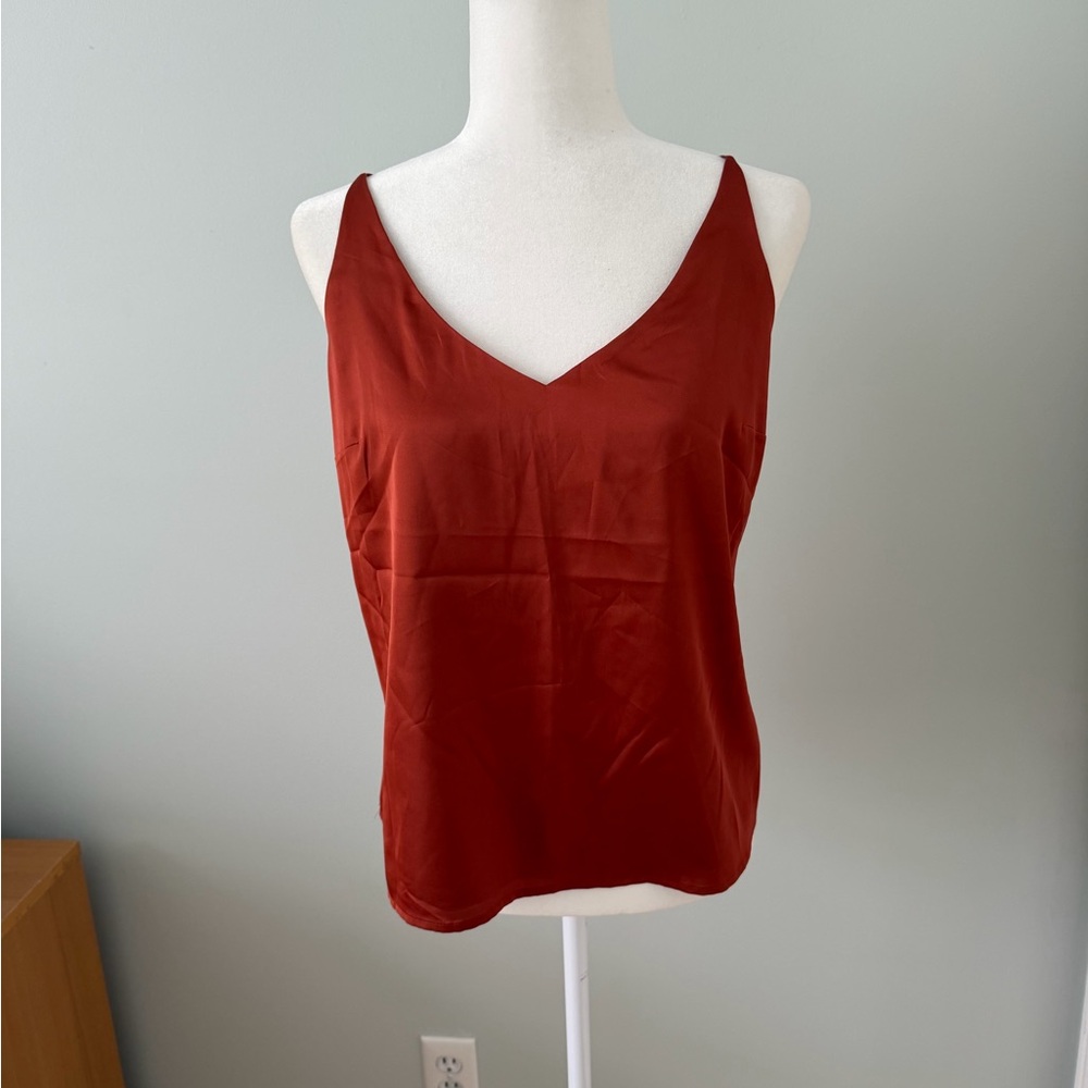 Banana Republic Rust Satin V-Neck Camisole